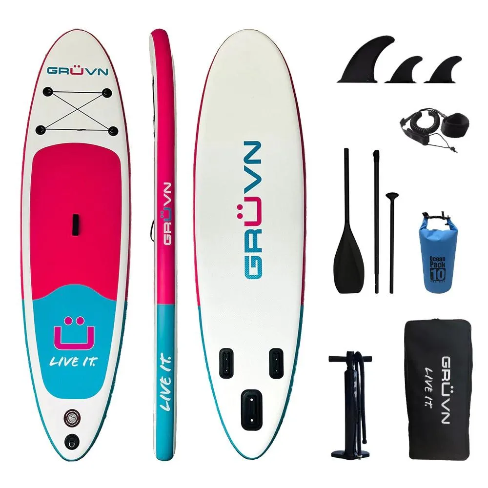 GRUVN 10'6 Blue/Magenta Pink All Around Inflatable Paddle Board Size 106 X 33"