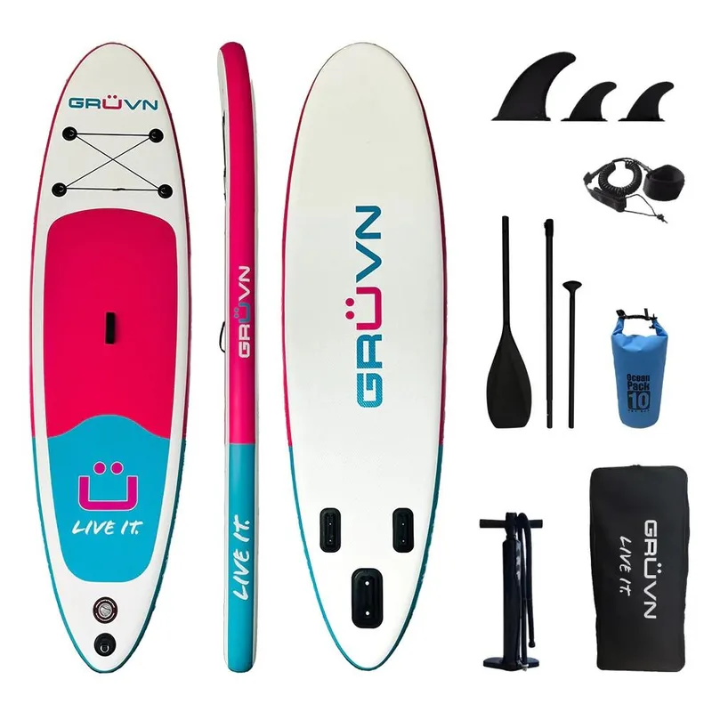 GRUVN 10'6 Blue/Magenta Pink All Around Inflatable Paddle Board Size 106 X 33"