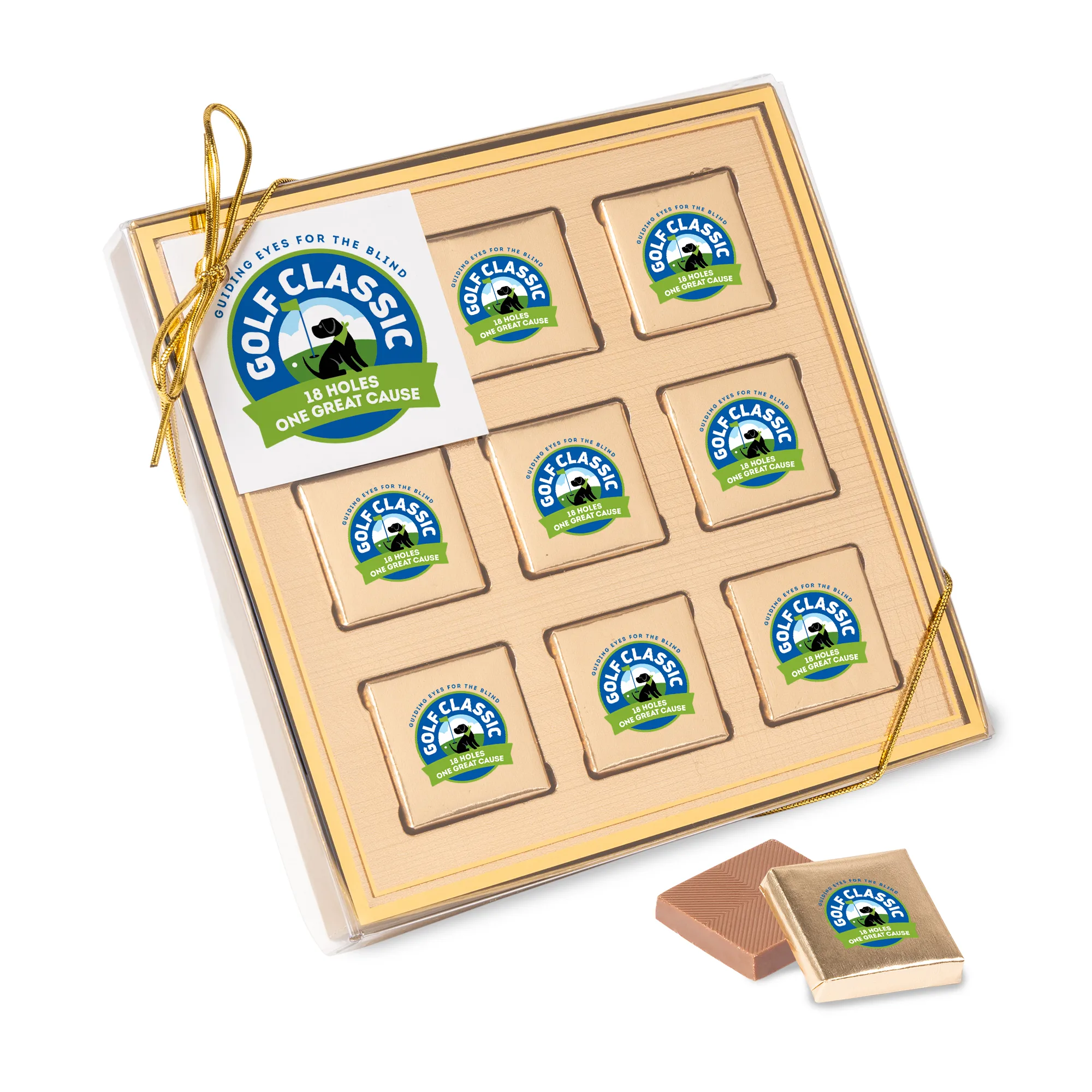 Nine Piece Chocolate Foiled Square Gift Box-Full Color view 2