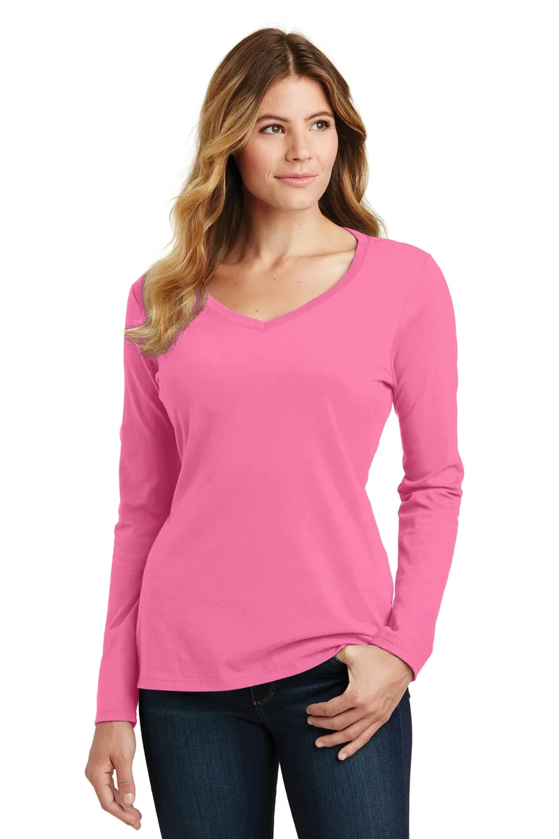 Port & Co™ Women's Long Sleeve Fan Favorite V-Neck Tee. view 6