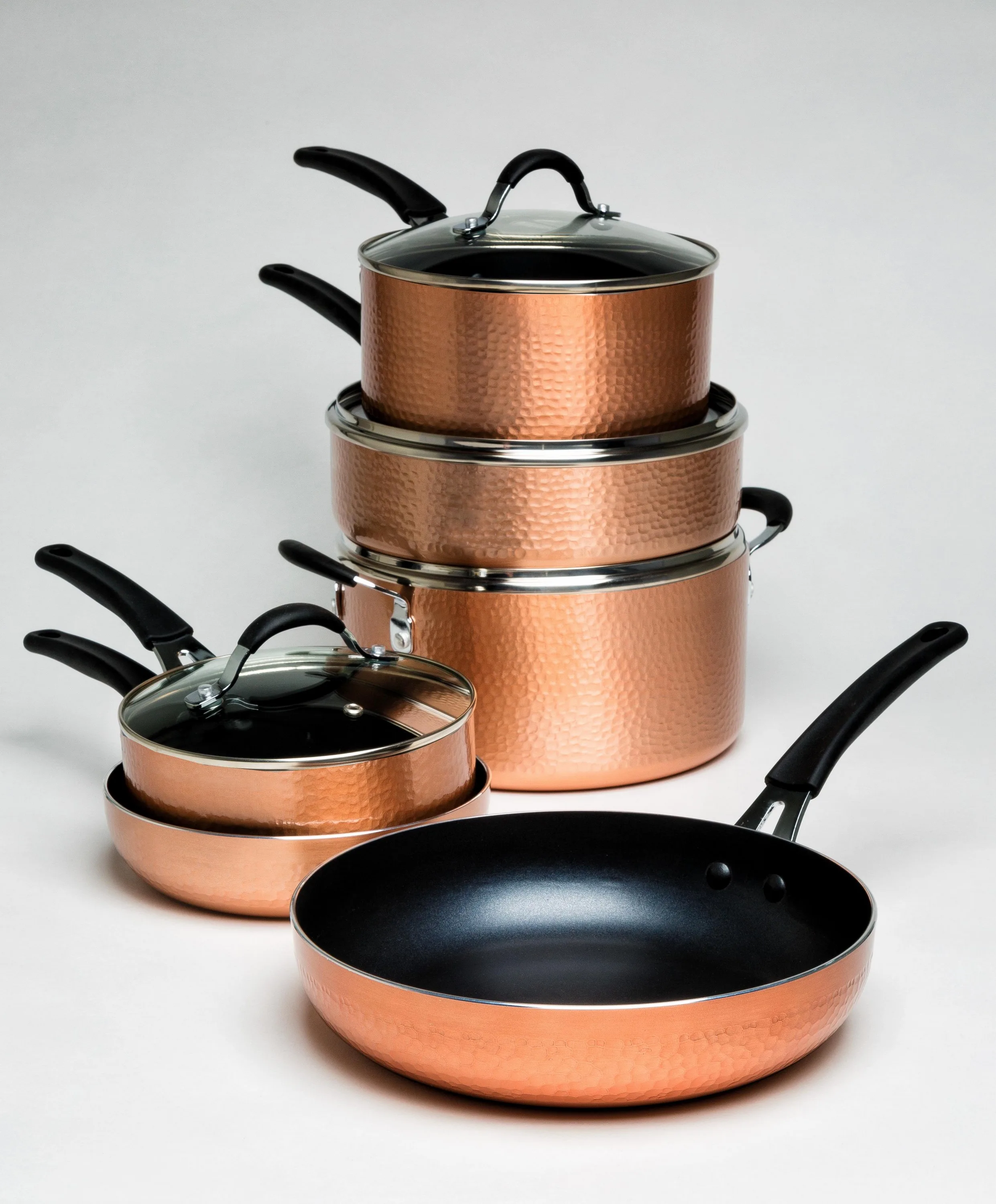 Ecolution 10 Piece Impressions Nonstick Hammered Copper Cookware