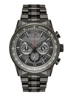 Citizen® Men's Nighthawk Eco-Drive® Watch w/Grey Dial & Red Accents