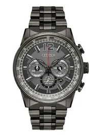 Citizen® Men's Nighthawk Eco-Drive® Watch w/Grey Dial & Red Accents