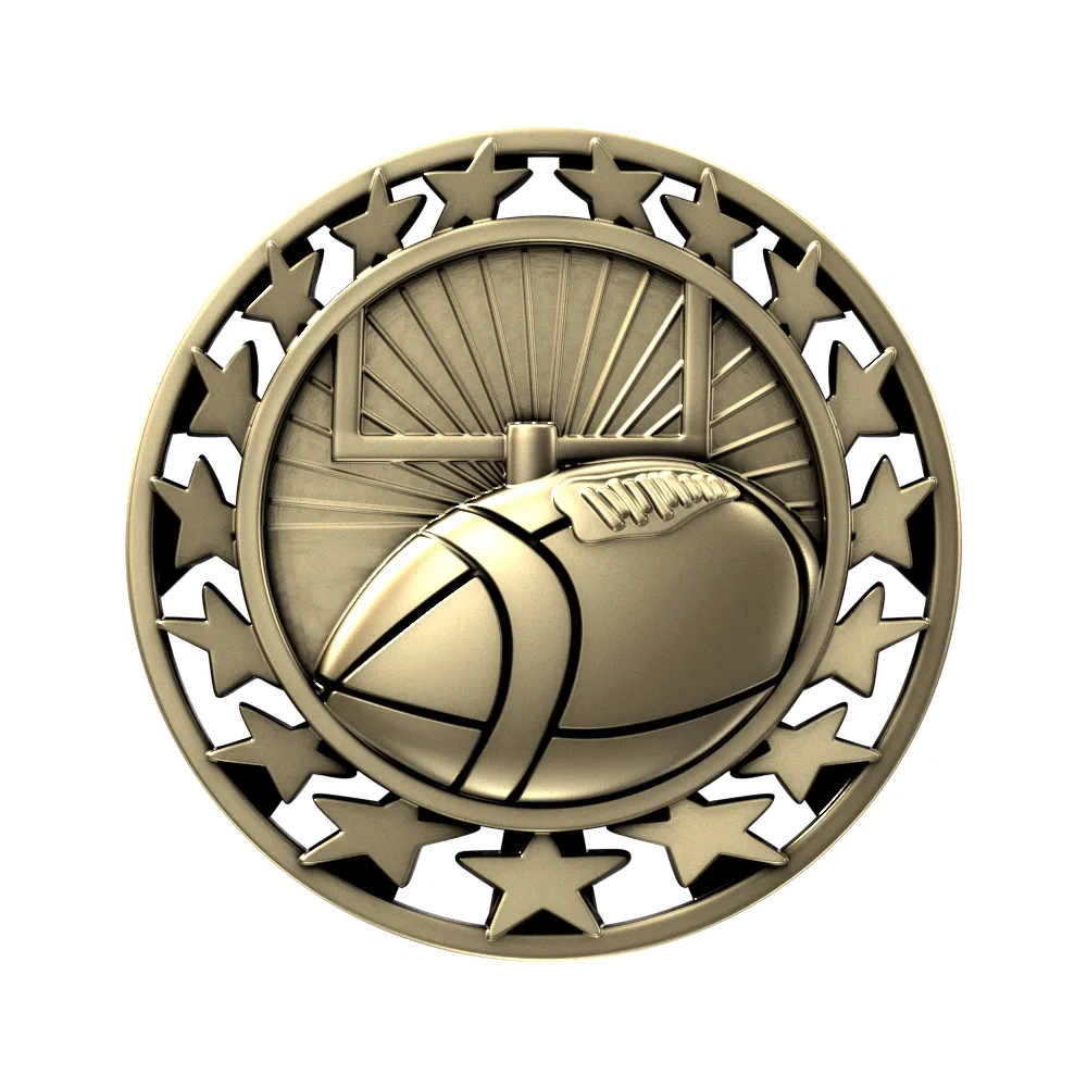 Antique Football Star Medal (2-1/2")