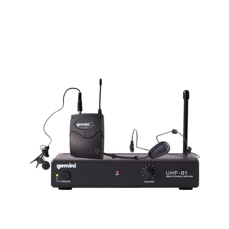 Gemini Uhf Wireless Black Headset/Lavalier Microphone System