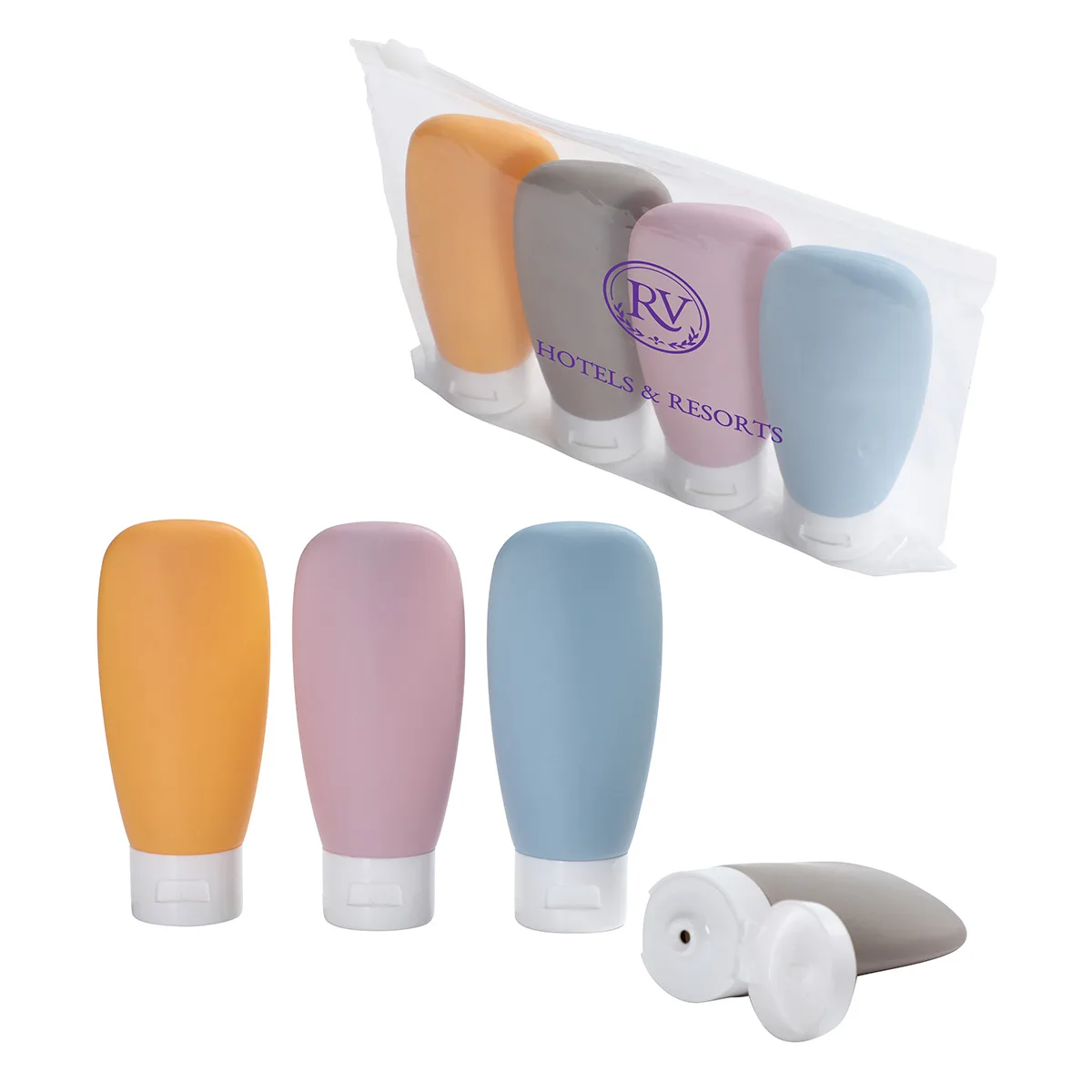 Continental 4-Bottle Travel Set in Zippered Pouch