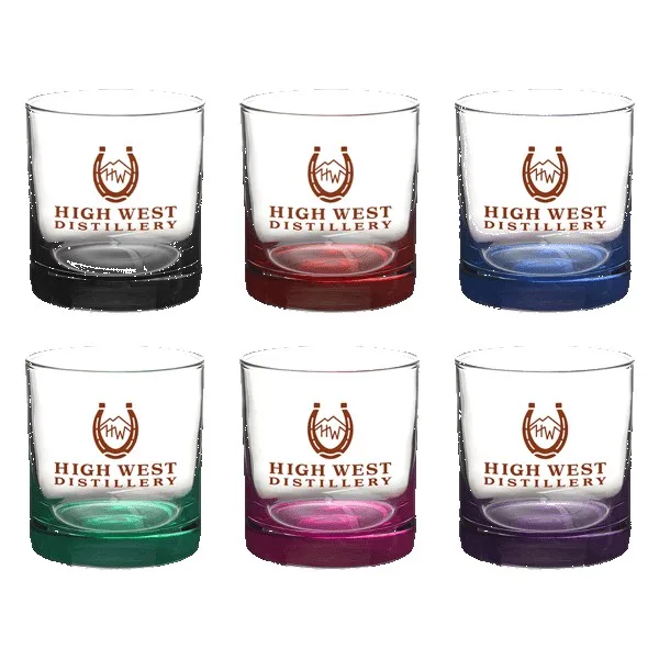Double Rocks 10.5 oz Lexington Rocks Whiskey Glass with Color Bottom
