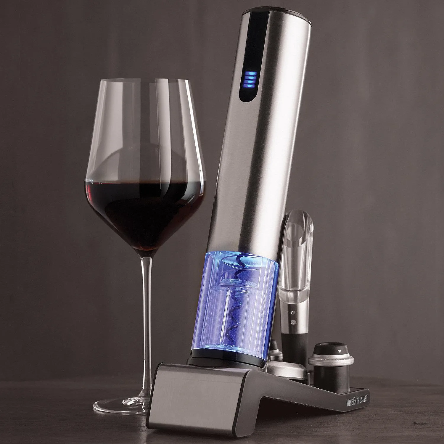 Wine Enthusiast Electric Blue 1 Automatic Wine Opener & Preserver Set