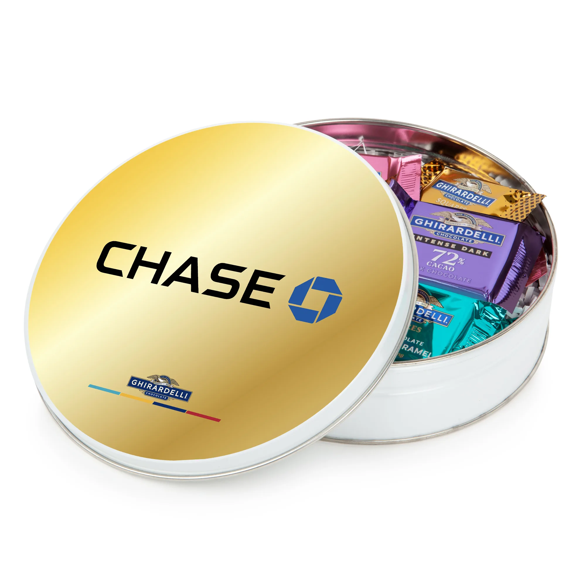 Round Gift Tin with Ghirardelli Chocolate Squares view 3