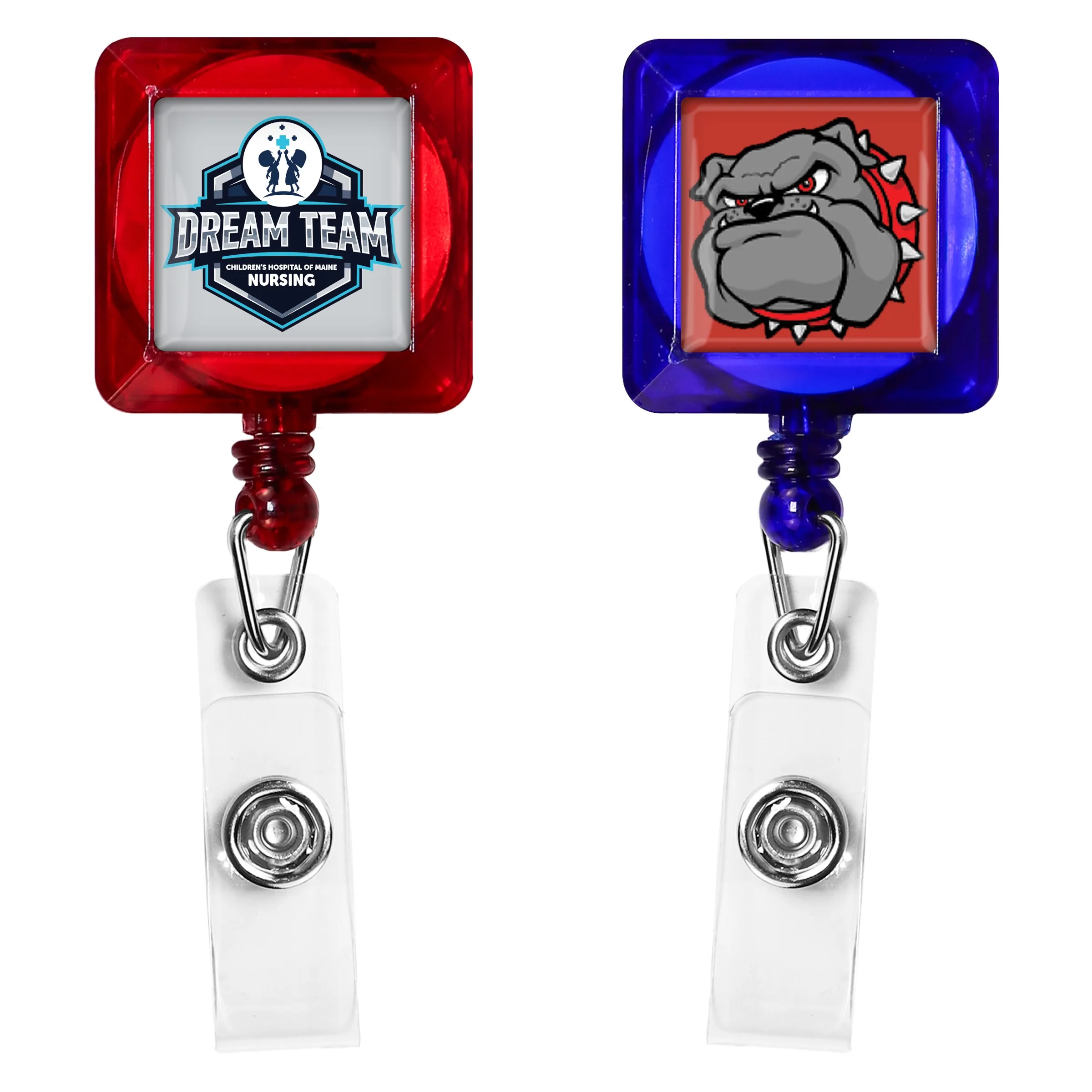 "Good" Translucent Square Retractable Badge Reel