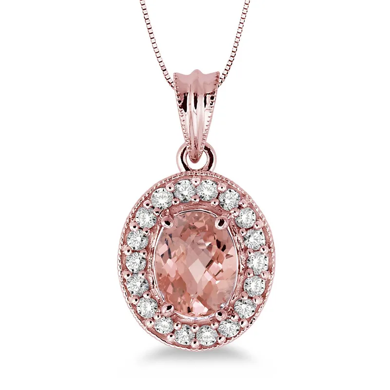 Jilco Inc Morganite & Diamond Necklace