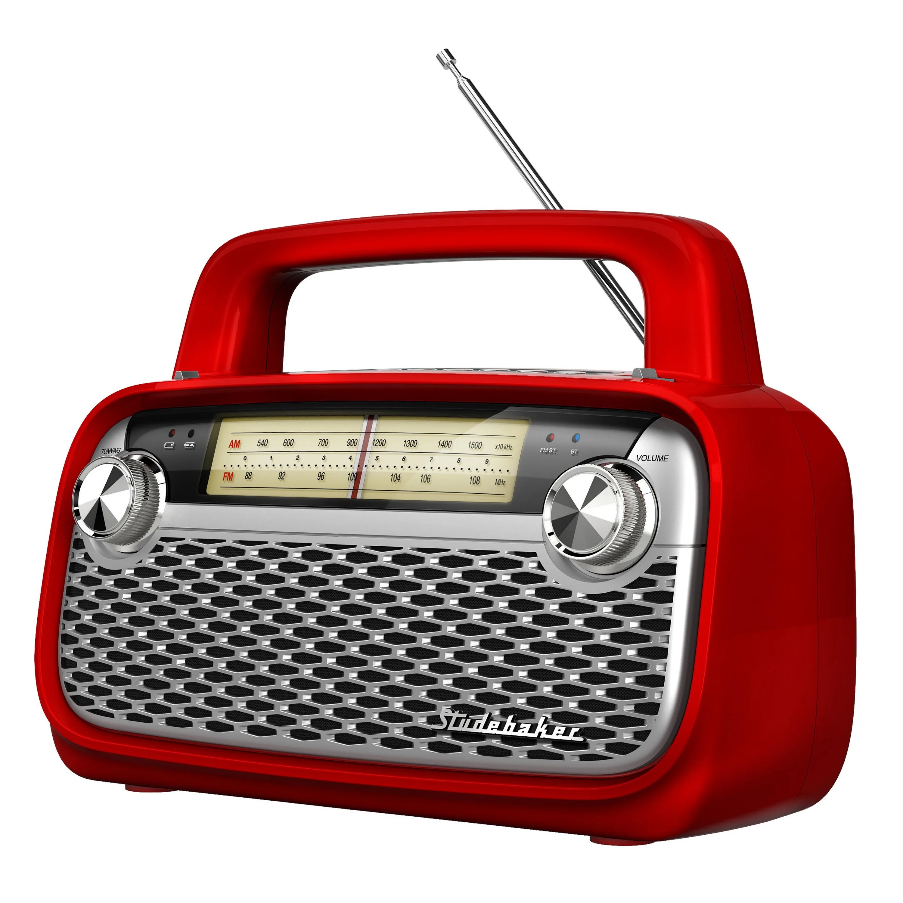 Studebaker Am/Fm Stereo Portable Radio w/Bluetooth And Built In Rechargeable Battery