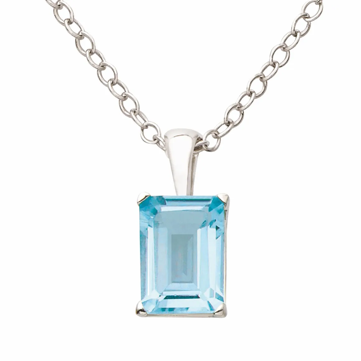 Jilco Inc Blue Topaz Necklace - Emerald Cut
