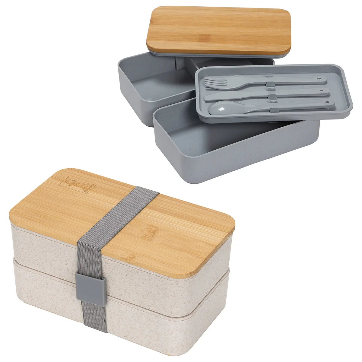Double Decker Lunch Box with FSC® Bamboo Lid & Utensils view 2