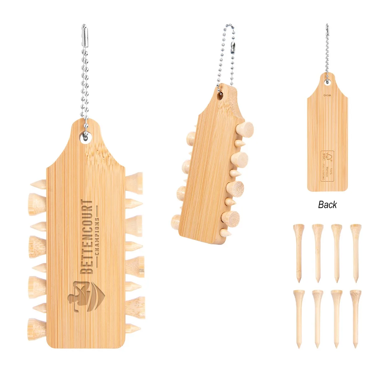 Bamboo Golf Tee Set Keychain view 2
