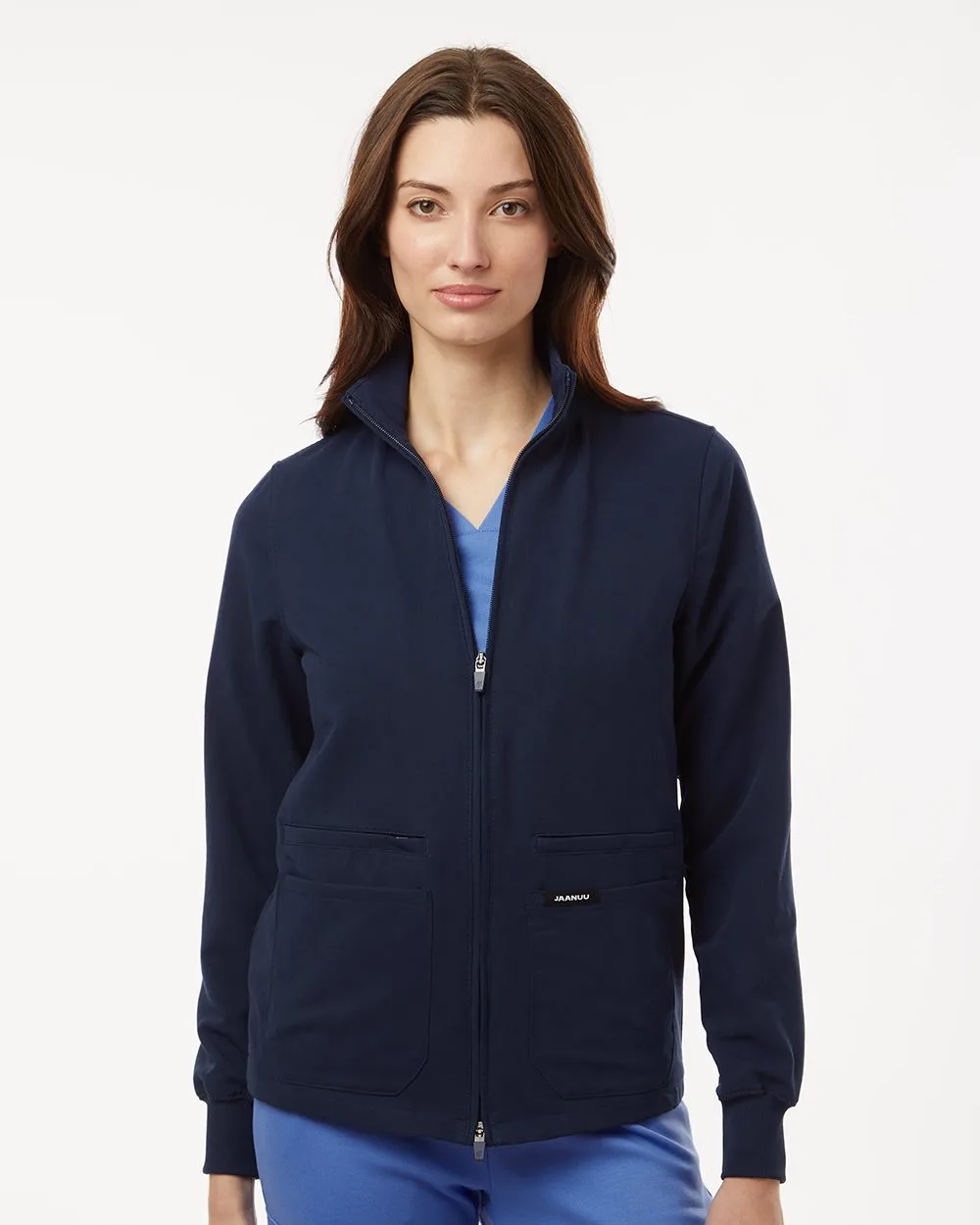 Jaanuu® Women's Ceri Essential Full-Zip 6-Pocket Scrub Jacket view 2