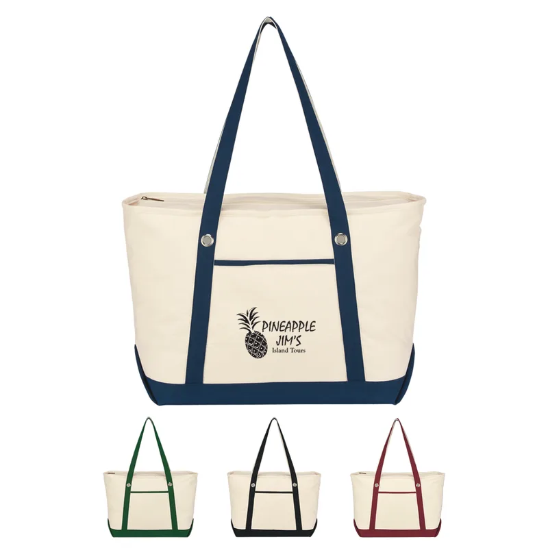 Large Cotton Canvas Sailing Tote Bag