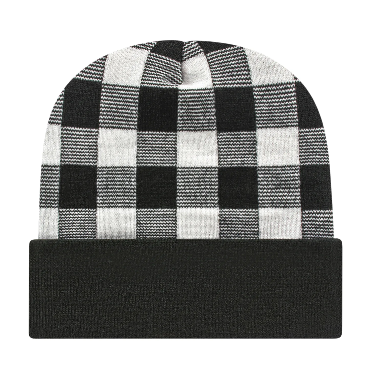 Plaid Knit Cap with Cuff view 2
