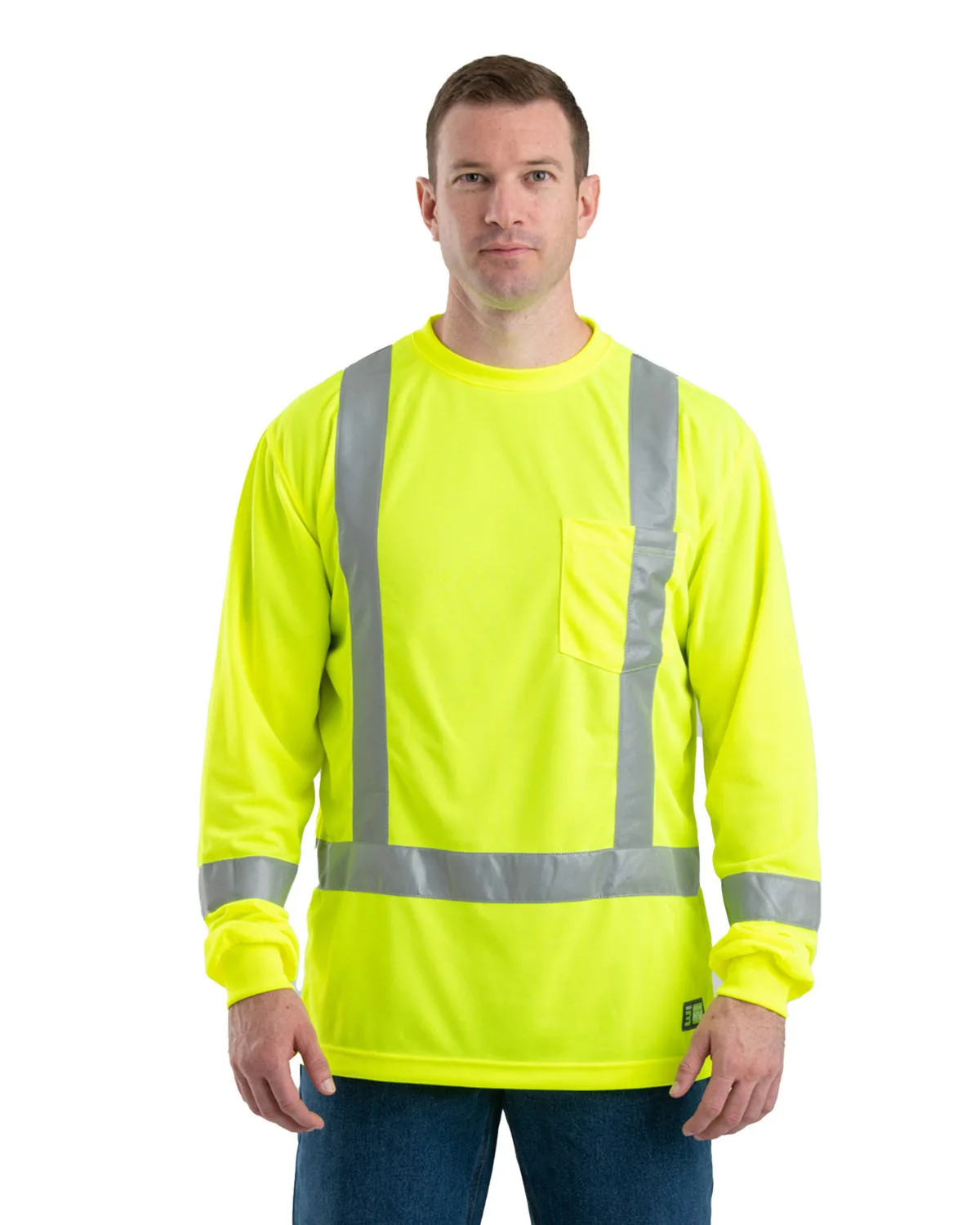 Berne Apparel Men's Tall Hi-Vis Class 3 Performance Long Sleeve T-Shirt