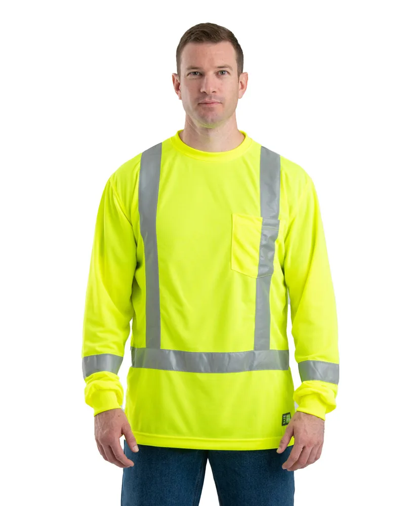 Berne® Apparel Men's Hi-Vis Class 3 Performance Long Sleeve Pocket T-Shirt