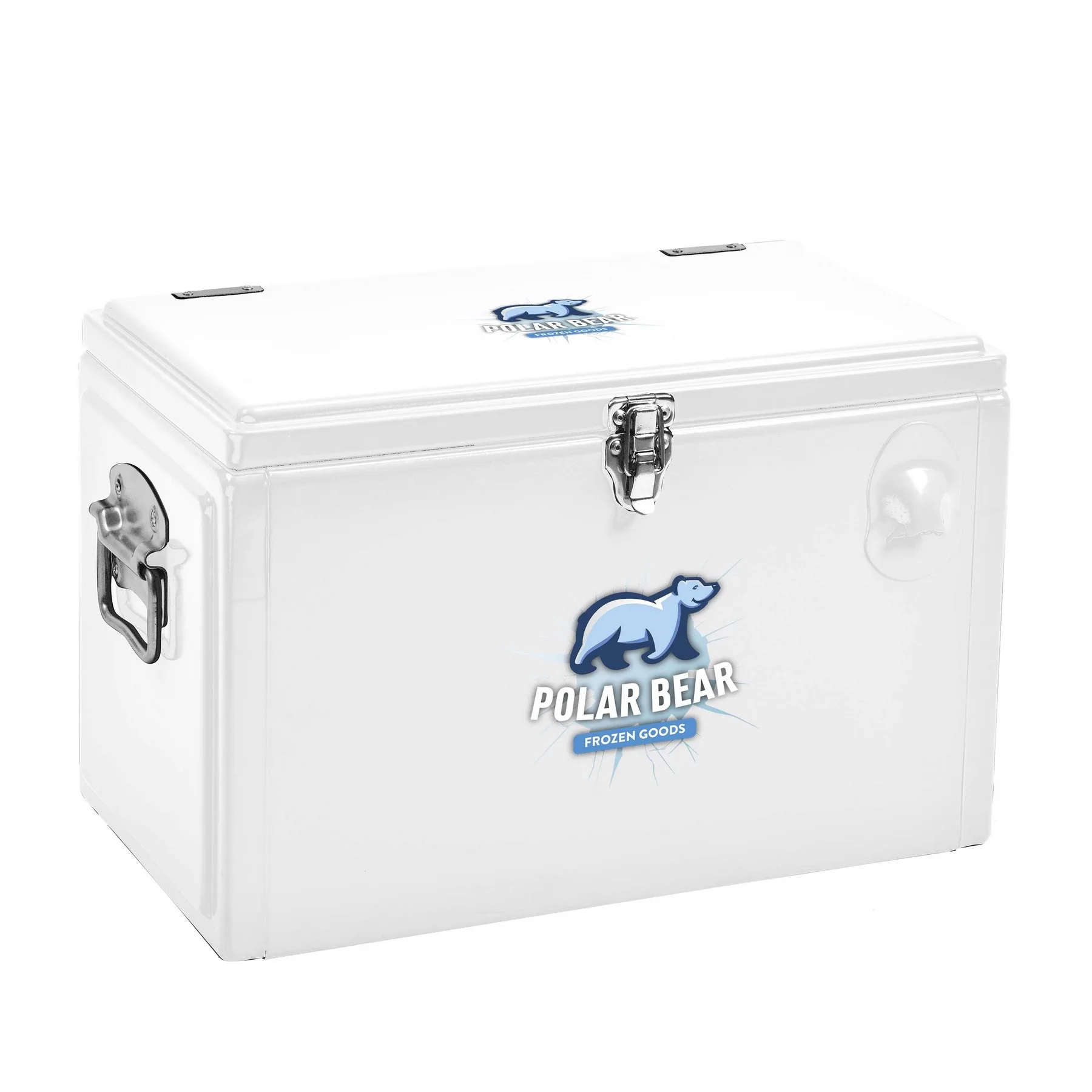 Metal Tool Box Cooler, Front & Top Imprint view 6
