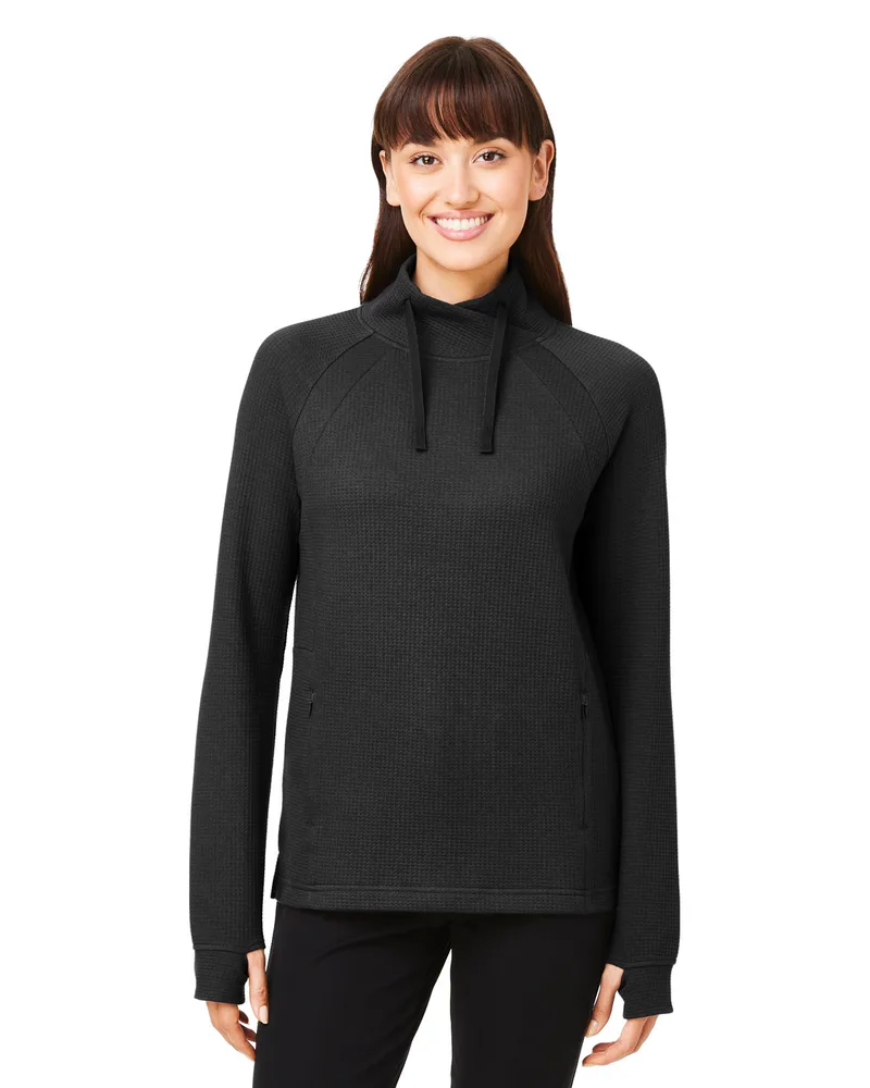 NORTH END® Women's Rhythm Waffle Cross-Neck Pullover Sweatshirt