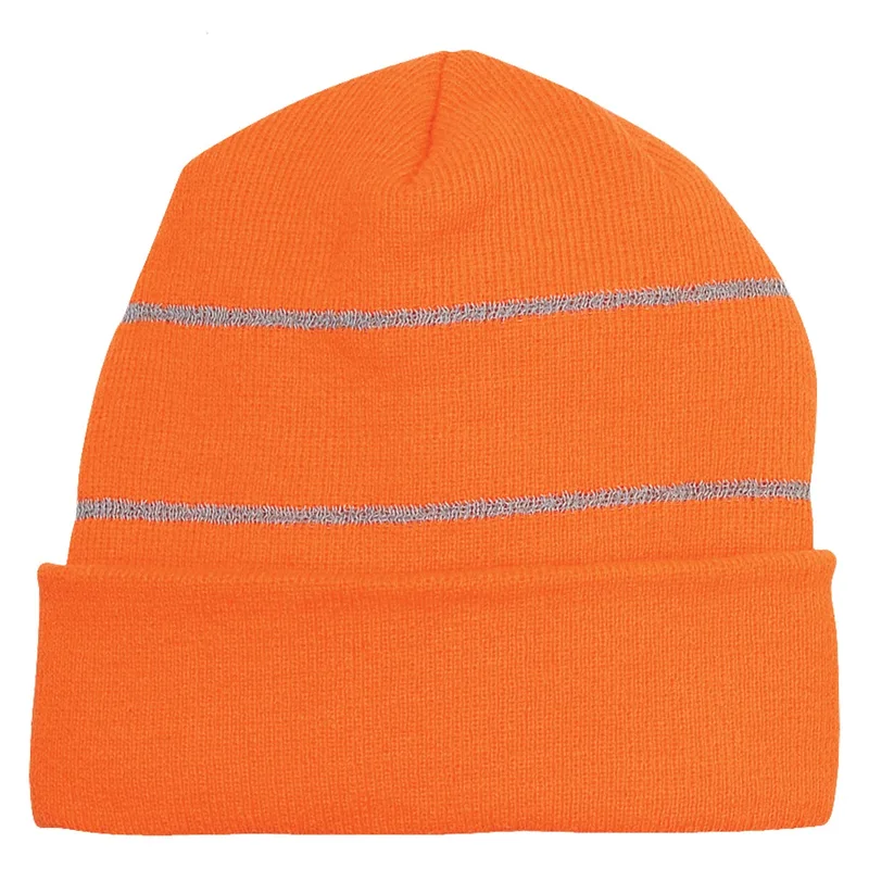 Knit Cuff Beanie With Reflective Stripes view 3