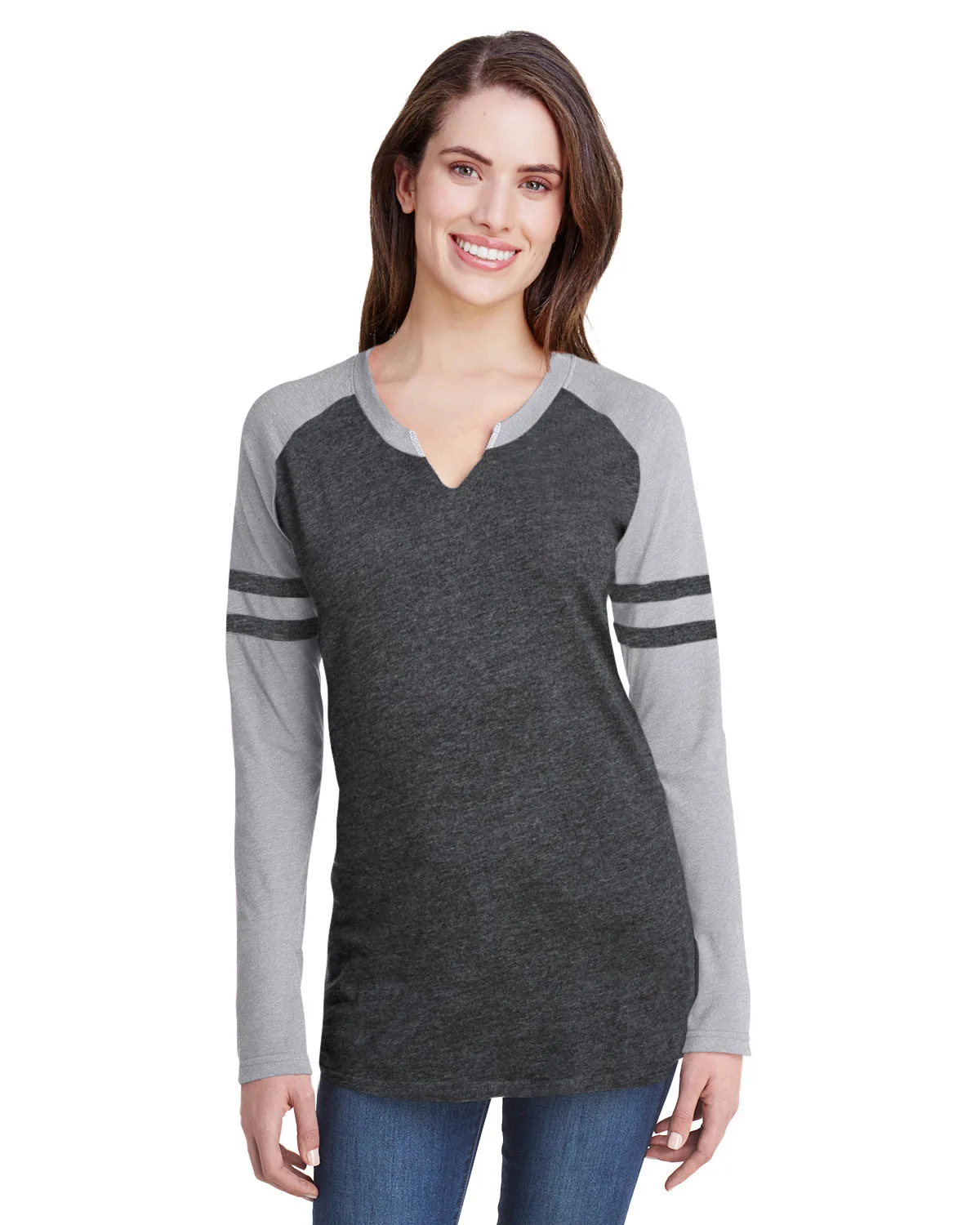LAT Ladies' Gameday Mash-Up Long Sleeve Fine Jersey T-Shirt view 3