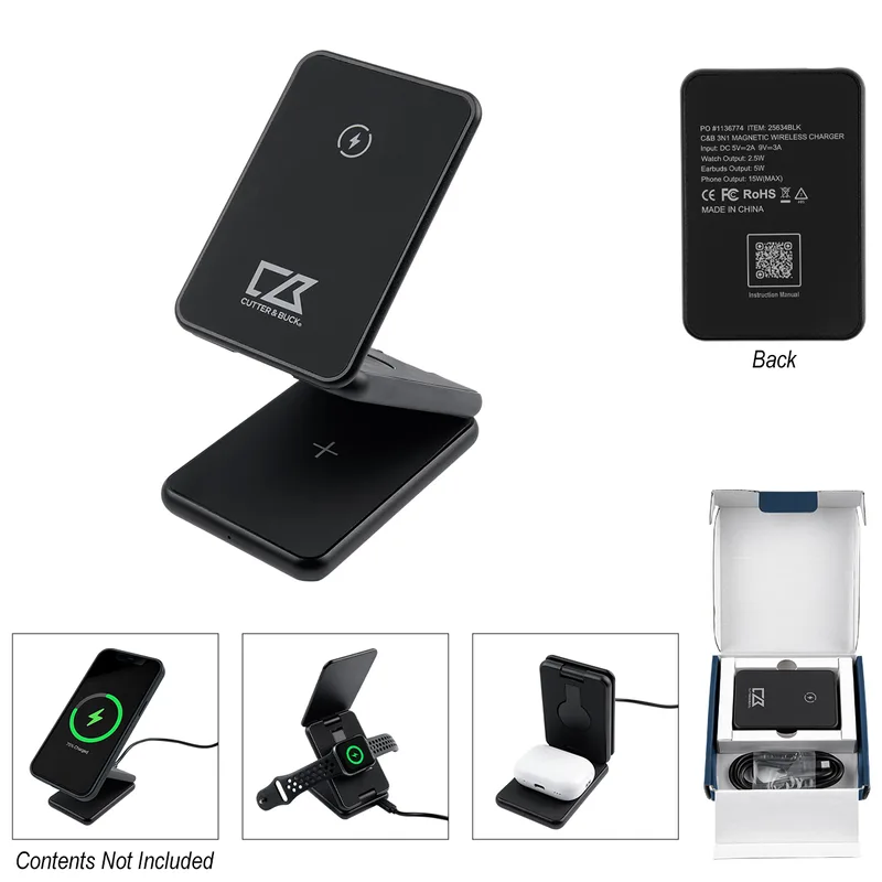 Cutter & Buck® 3-in-1 Magnetic Wireless Charger view 3