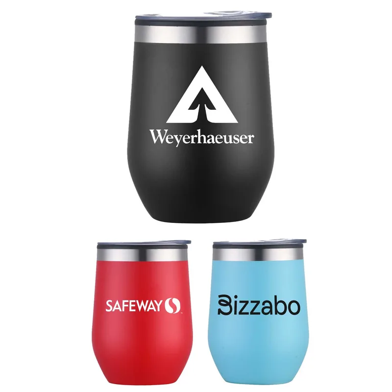 12 Oz. Double Wall Wine Mug w/Clear Lid
