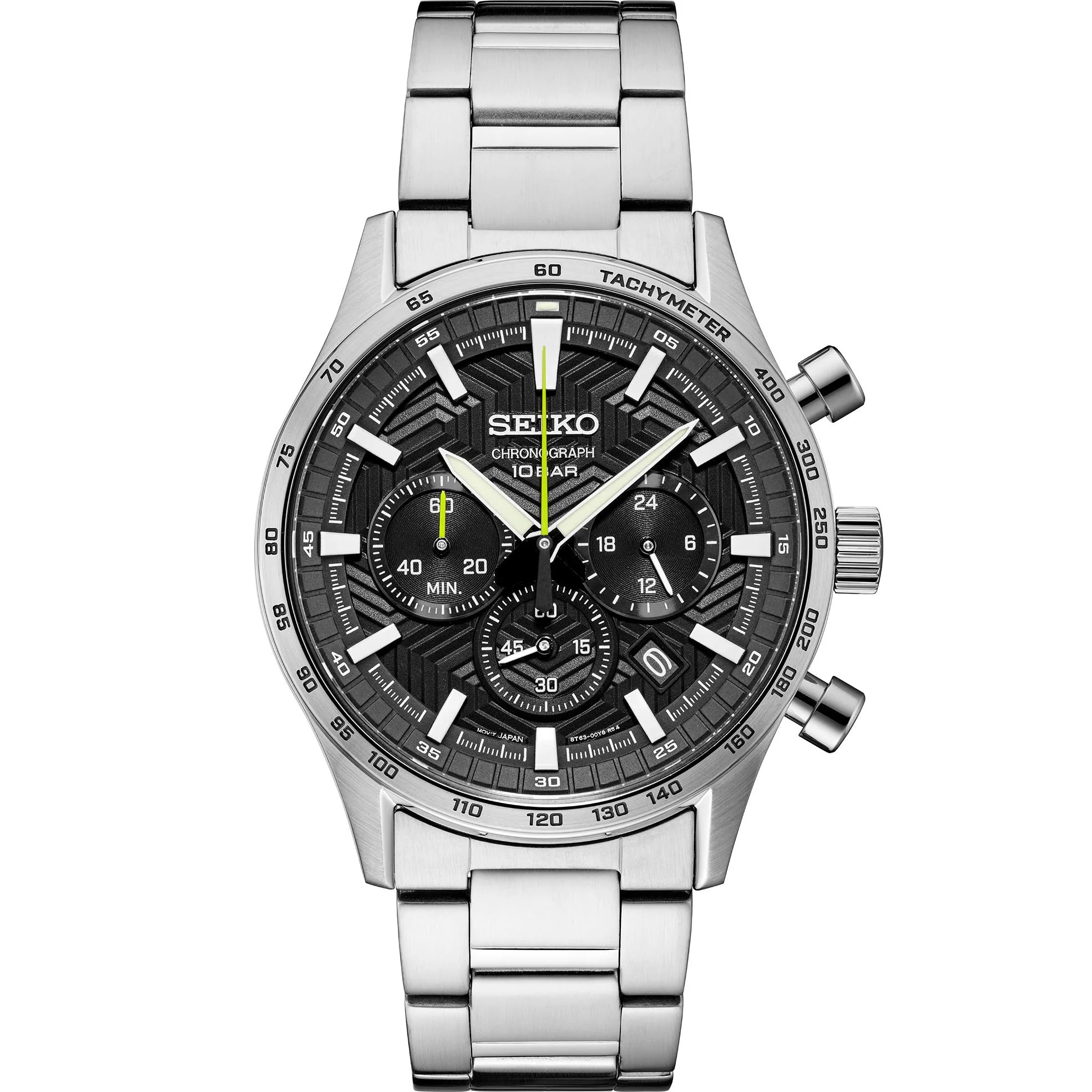 Seiko Watch Essentials Ss Quartz Chrono Black Dial