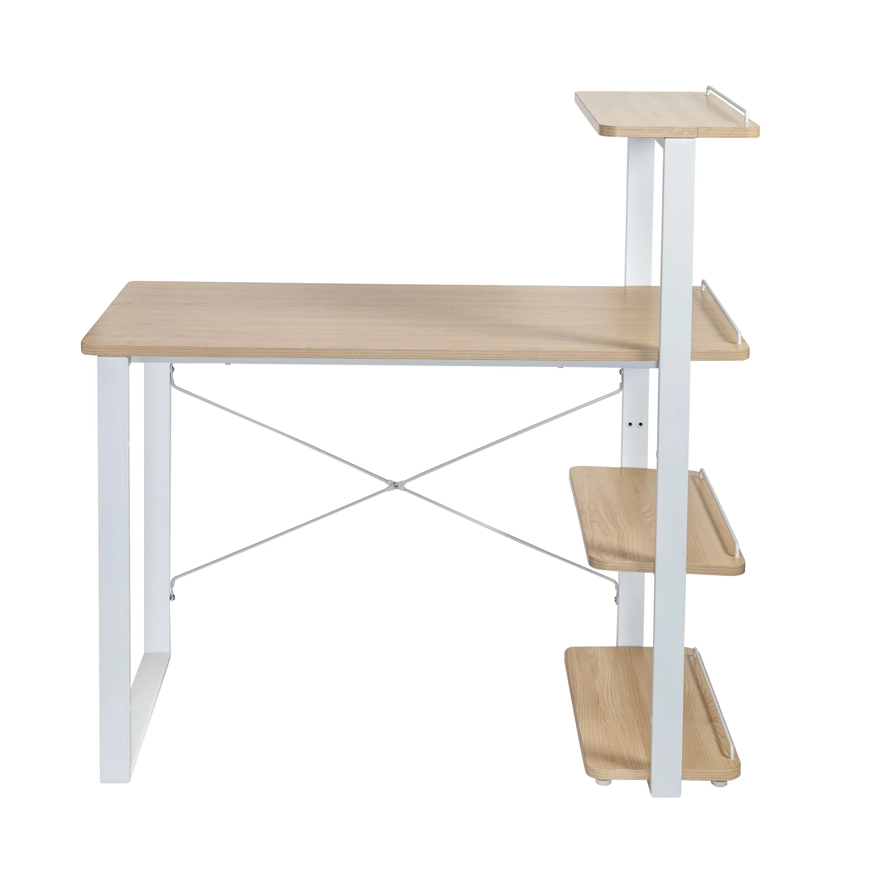 Honey-Can-Do Home Office Computer Desk W/ Shelves White/Natural