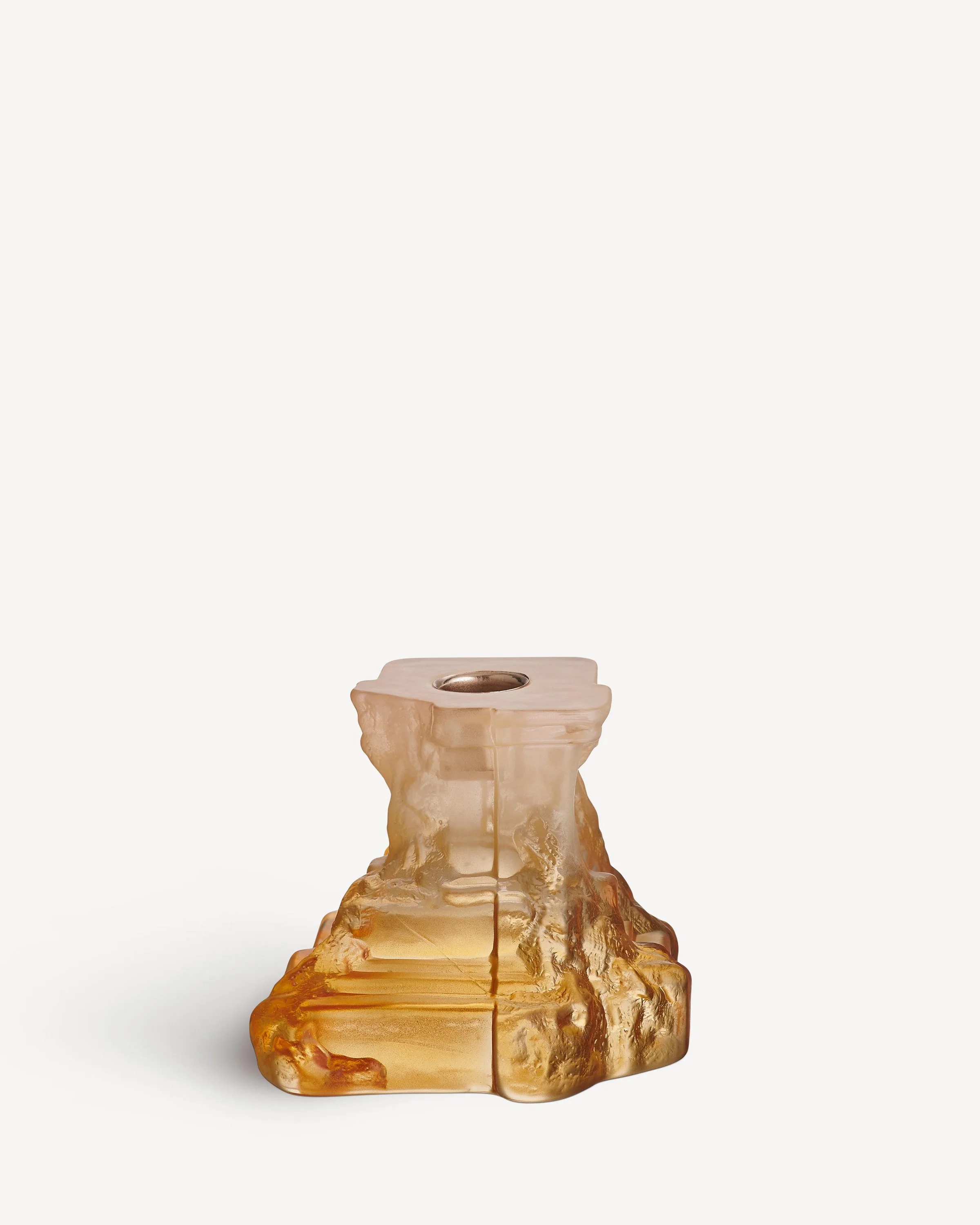 Kosta Boda Rocky Baroque Candlestick Amber Haze Small