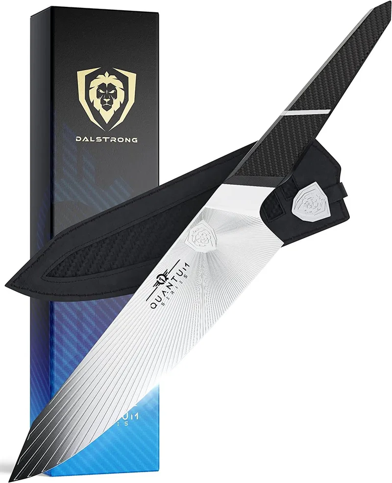 Dalstrong 8.5" Chef Knife - Quantum 1 Series - American Forged Steel - G10 Handle - Leather Sheath