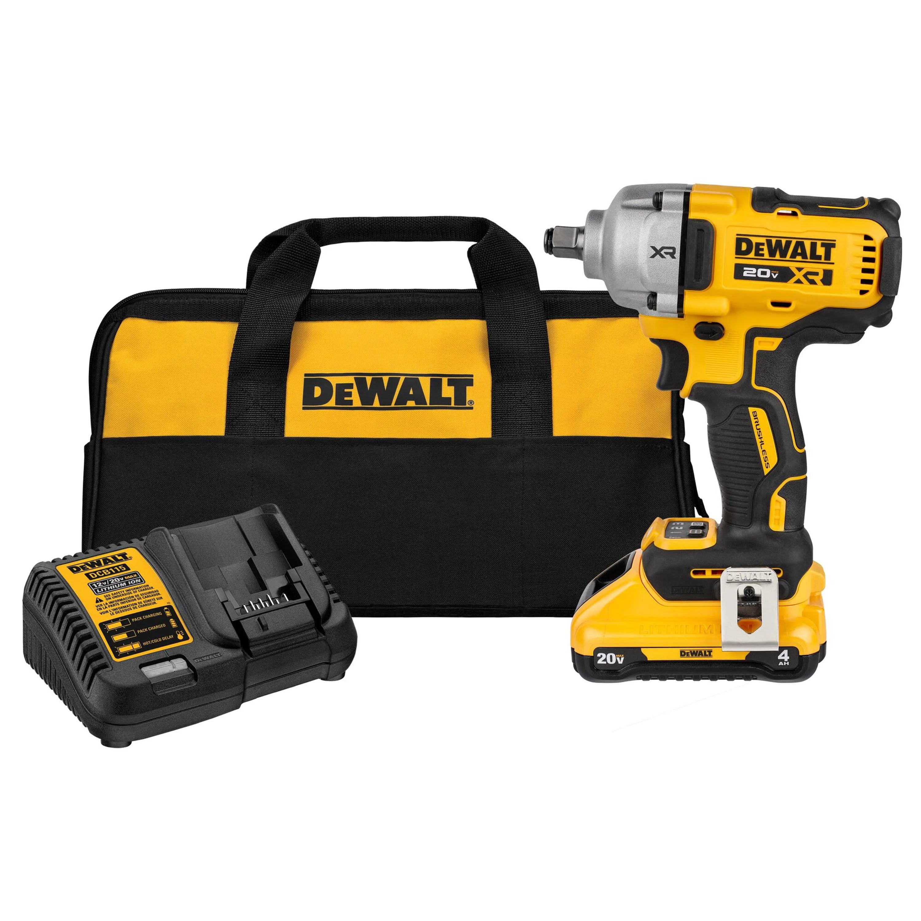 DeWalt 20V Max Xr 1/2" Mid-Range Impact Wrench Kit w/Hog Ring Anvil