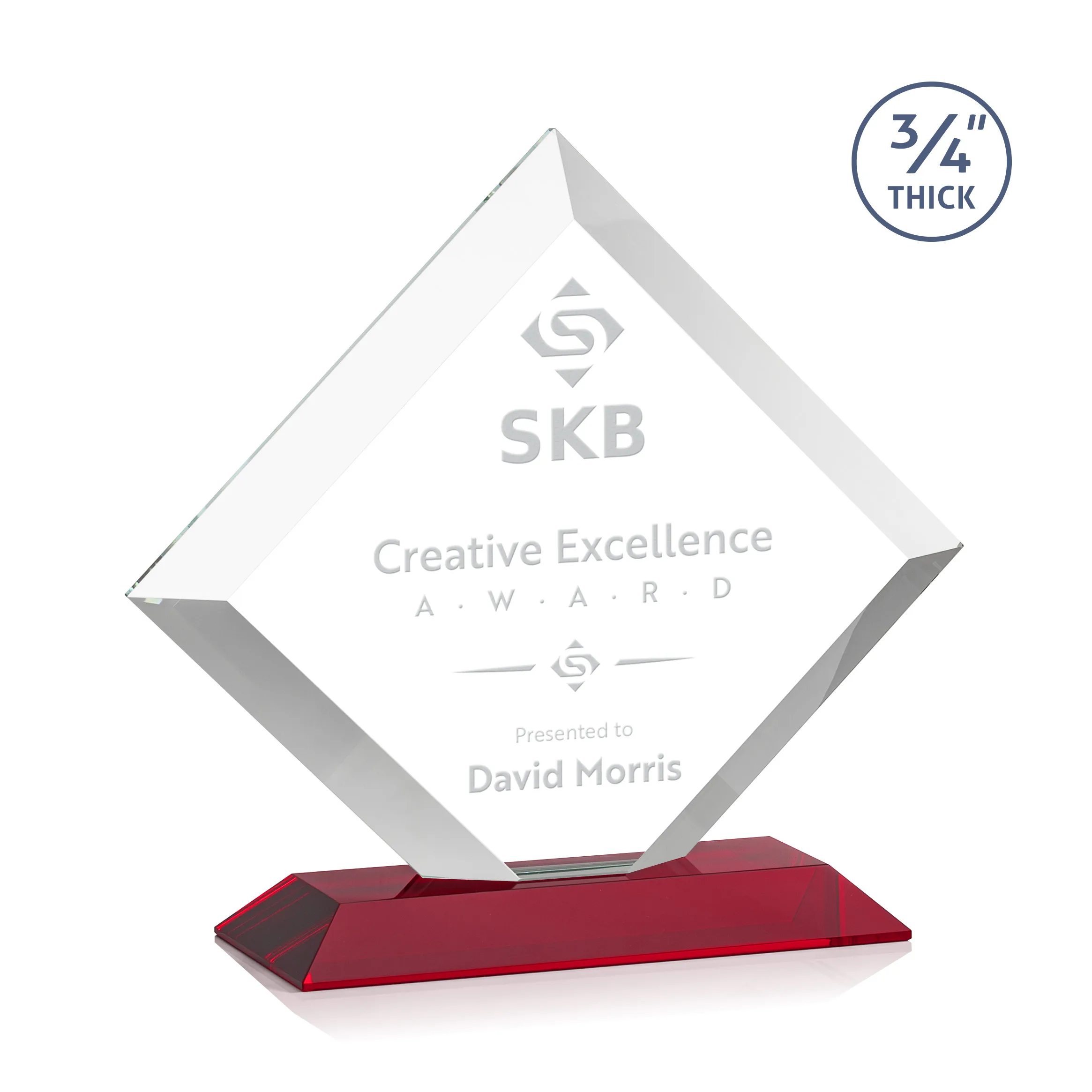 Deep Etch, Standard base, Red, 9.5" x 8.75" x 3"