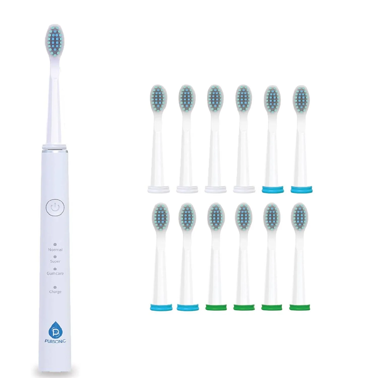 Pursonic Usb Rechargeable Sonic Toothbrush w/12 Heads