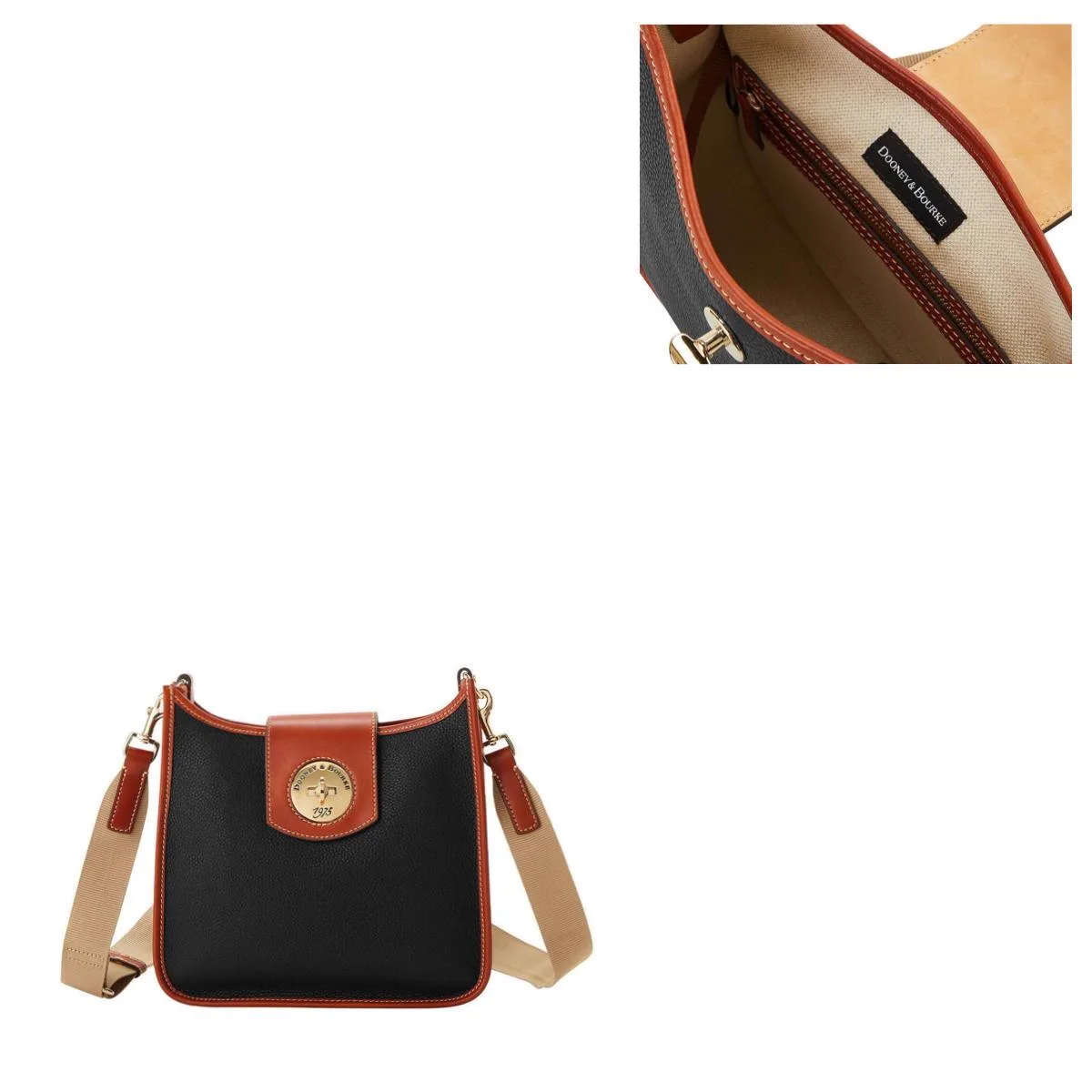 Dooney & Bourke Black Pebble Turnlock Messenger 28