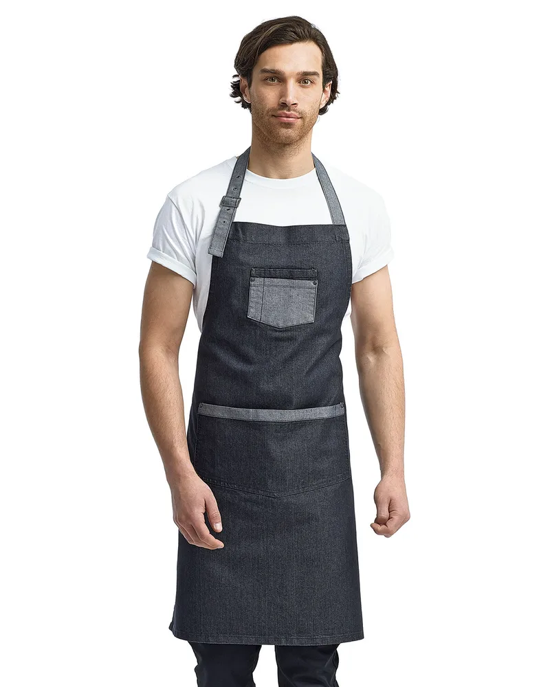 Artisan Collection by Reprime® Unisex Domain Contrast Denim Bib Apron