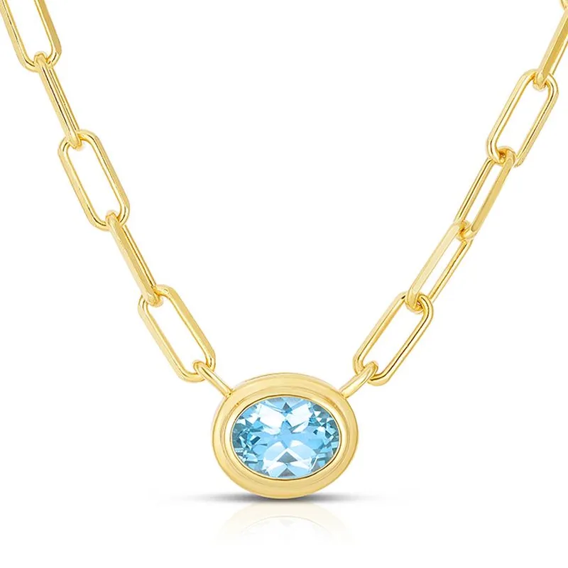 Jilco Inc Oval Blue Topaz Necklace