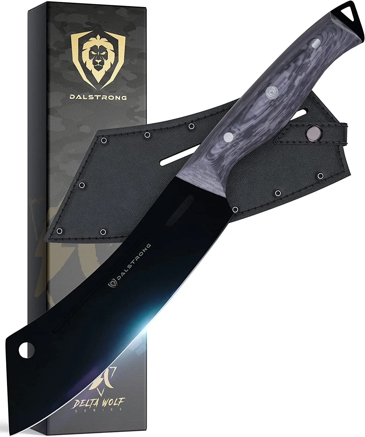 Dalstrong 8" Chef-Cleaver Hybrid Knife - Delta Wolf Series - High Carbon Steel - Camo Handle-Leather