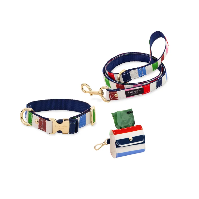 kate spade new york Medium/Large Collar, Leash & Doggie Bag Holder Bundle
