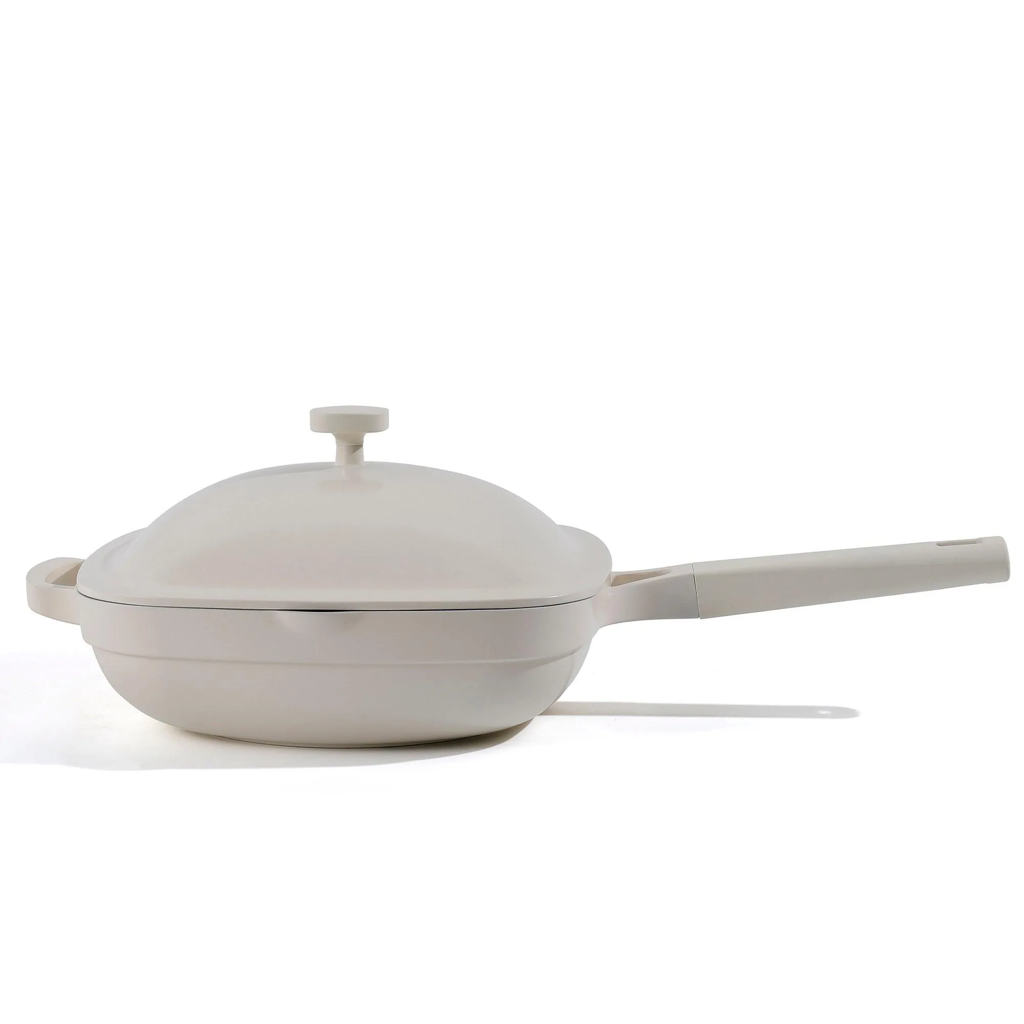 Gourmet Edge 10" 4Qt Nonstick Ceramic Cast Aluminum Saute Pan W/ Ss Basket Cream