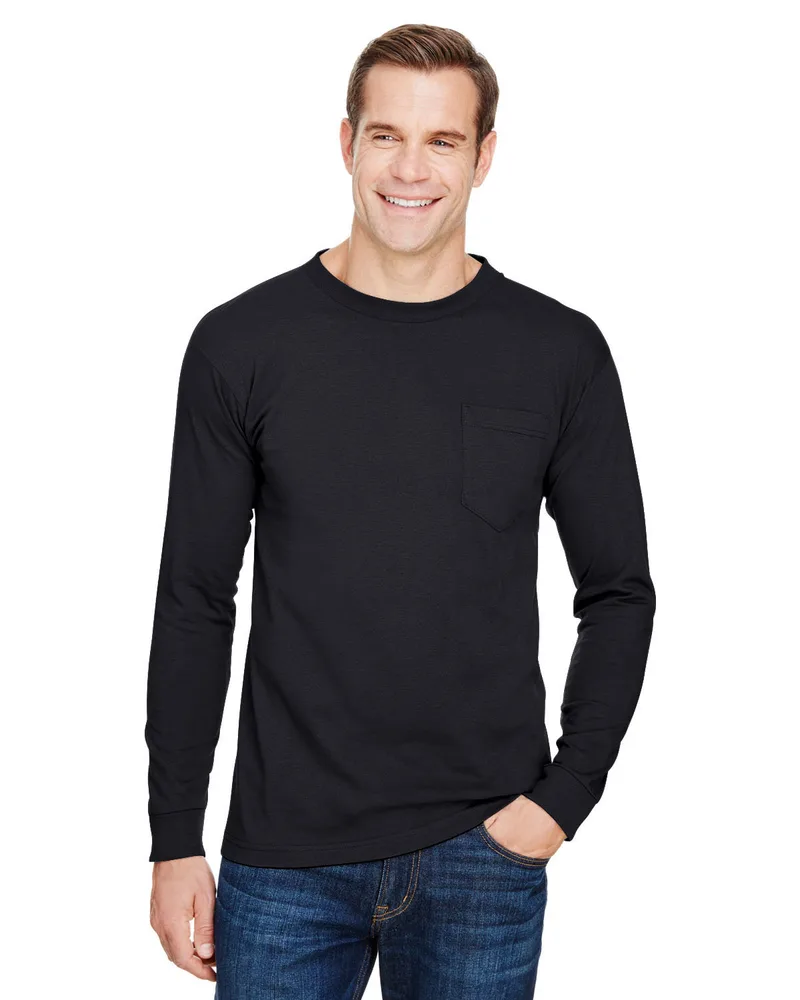 BAYSIDE Unisex USA Made Long-Sleeve Pocket T-Shirt view 2