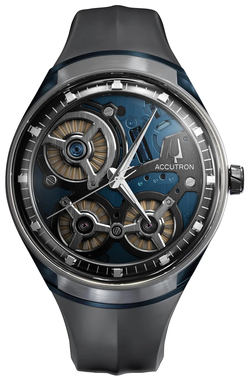 Accutron Dna Collection - Stainless Steel Case Black Epdm Rubber Strap w/Black Dial Watch