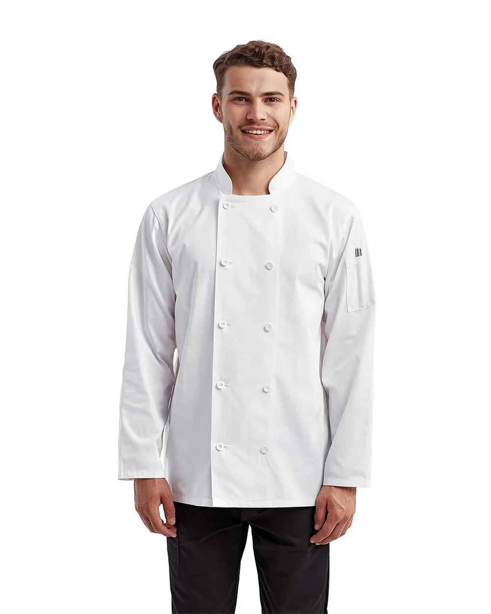 Artisan Collection by Reprime® Unisex Long-Sleeve Recycled Chef's Coat view 2
