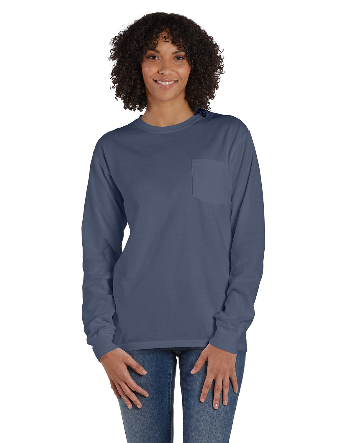COMFORT WASH Unisex Garment-Dyed Long-Sleeve T-Shirt with Pocket