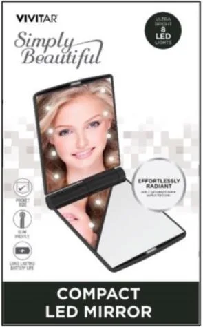 Health Beauty & Fitness Vivitar Compact Led Ultra-Slim Mirror - Black