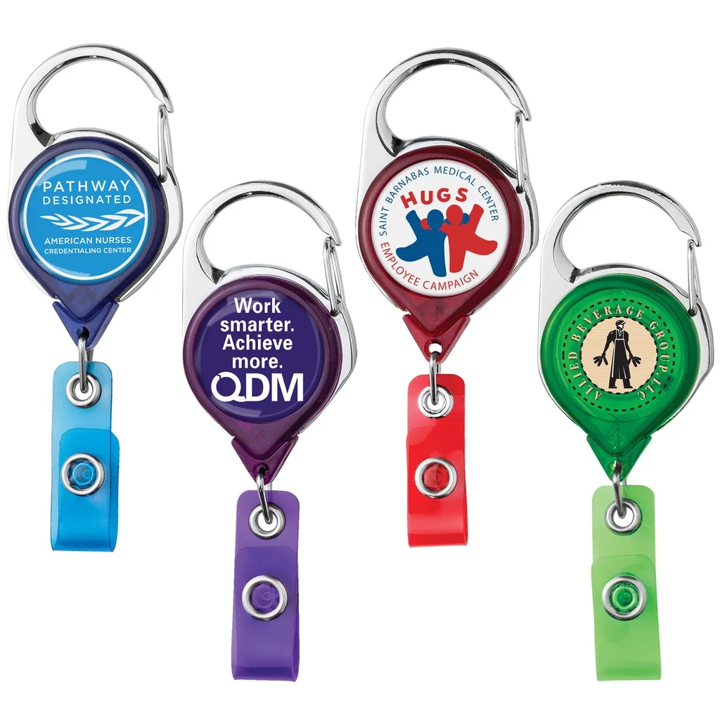 Carabiner Retractable Badge Reel w/belt clip - Translucent