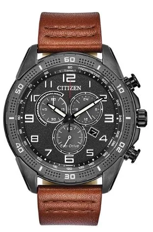 Citizen® Men's Eco-Drive® Gray Stainless Steel Watch w/Black Dial
